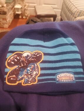Kids Blue Striped Beanie